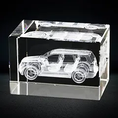 Aplikácia 3D laserového gravírovania pod povrchom kryštálov