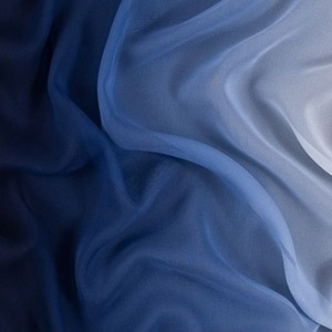 Blue and Ivory Ombre Silk Chiffon
