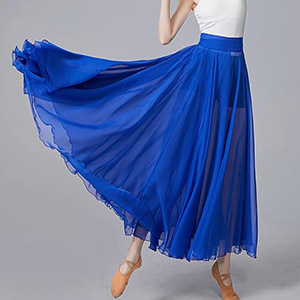 The laser-cut dance skirt chiffon achieves a lightweight, flowing effect with precise tailoring.