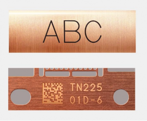 Fiber laser engraving for copper connector marking.