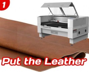 Put the leather on the laser machine working table.