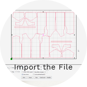 importar o arquivo de corte para tecido de corte a laser