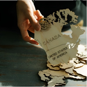 Laser cut acrylic map.