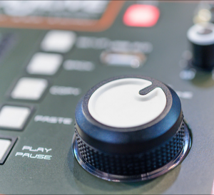 Laser engraved anodized aluminum control panel.