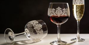It's laser engraved wine glasses.