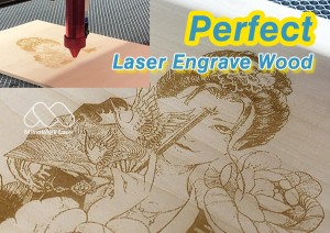 Laser engraving machine for wood creating detailed patterns on wooden material