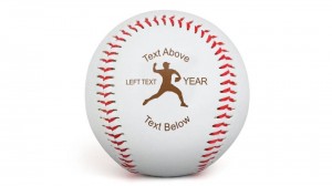 Laser-etched leather baseball with engraved details.