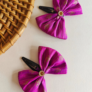 Magenta Set of Two Brocade Fabric