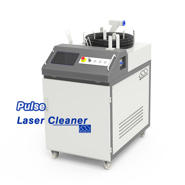 Pulse laser cleaning machine for rust, paint, and surface contaminant removal.