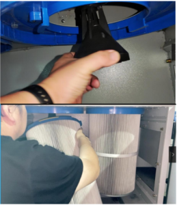 Rotate the White Filter Bag Back to Top Blue ring