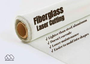 Laser cutting process on fiberglass material.